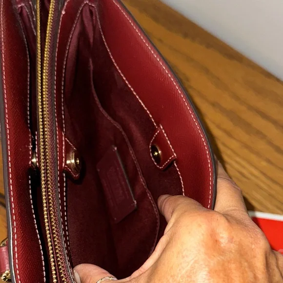 Coach Dark Brown and Burgundy Satchel - Picture 5 of 11